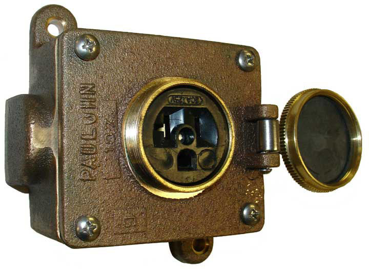 MARINE RECEPTACLE 1-GANG 20A 2P3W BRONZE PAULUHN / EATON / CROUSE-HINDS 2583B-125