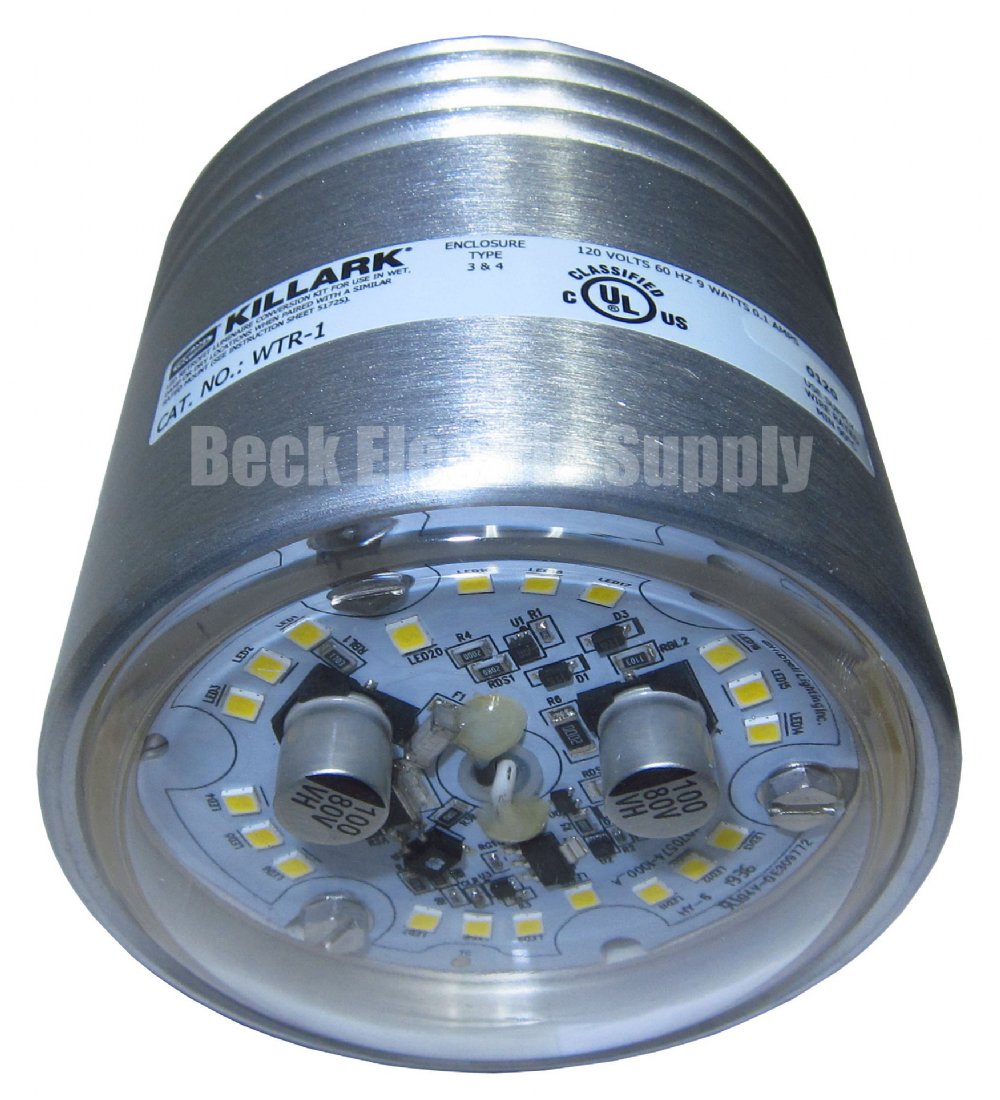 LED RETROFIT FOR VAPOR PROOF FIXTURES, 9W, 120VAC, 5000K, 1085 LUMENS, UL1598C WET LOCATION, HUBBELL - KILLARK, WTR-1