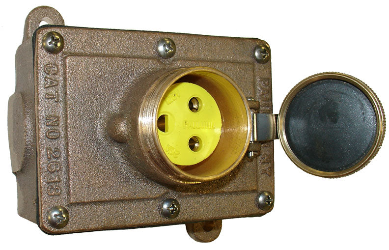 MARINE RECEPTACLE 1-GANG 20A 2P3W BRONZE PAULUHN / EATON / CROUSE-HINDS 2613B-125