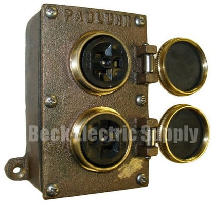 MARINE RECEPTACLE 2-GANG 20A 2P3W BRONZE PAULUHN / EATON / CROUSE-HINDS 2584B-125