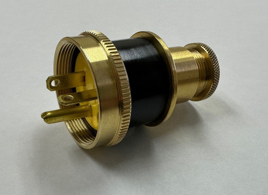 MARINE PLUG MALE 20A 125V AC 2-POLE 3-WIRE BRASS STRAIGHT BLADE PAULUHN / EATON / CROUSE-HINDS 2506B-125