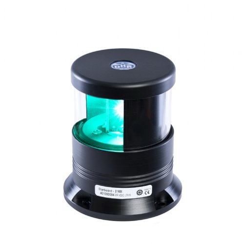LED NAVIGATION LIGHT, STARBOARD SIDE LIGHT (GREEN), 3W, 24V DC, 2NM VISIBILITY, DHR, DHR40010000
