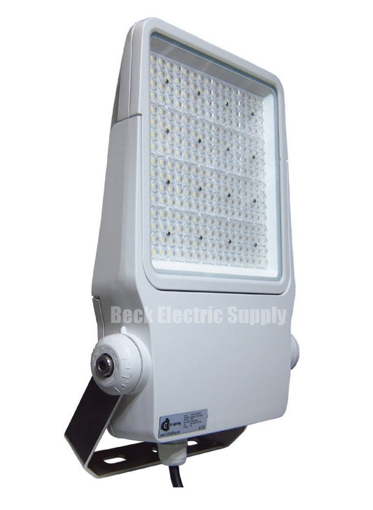 FLOODLIGHT, LED, 100W, MARINE DUTY, 90-305V AC, 90 DEGREE, DIMMABLE, E-LED, FLNG-100-39WH-09HV