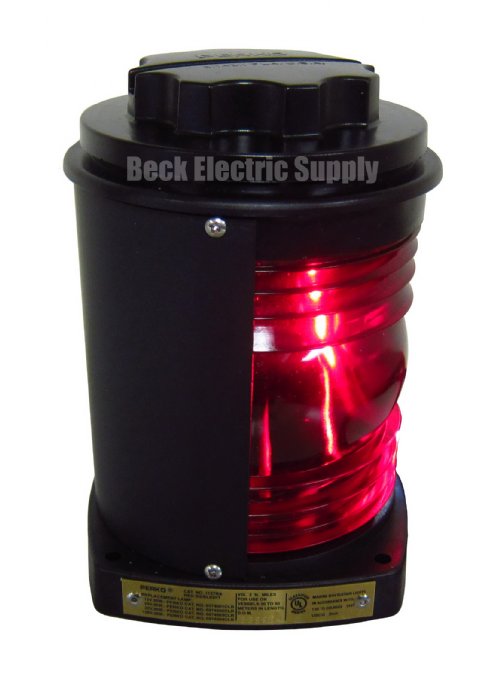 RED SIDE LIGHT (PORT), 112.5 DEGREE, 2NM, PERKO 1127RA0BLK 1127-RAO-BLK