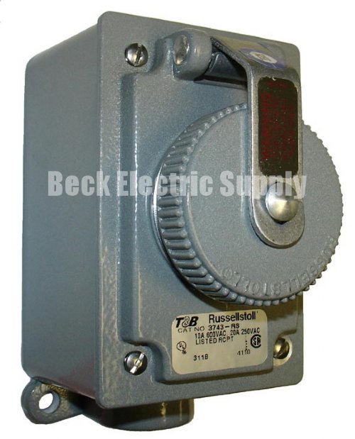 RECEPTACLE 20AMP 125VAC 3P4W 250V FS RUSSELLSTOLL 3744RS