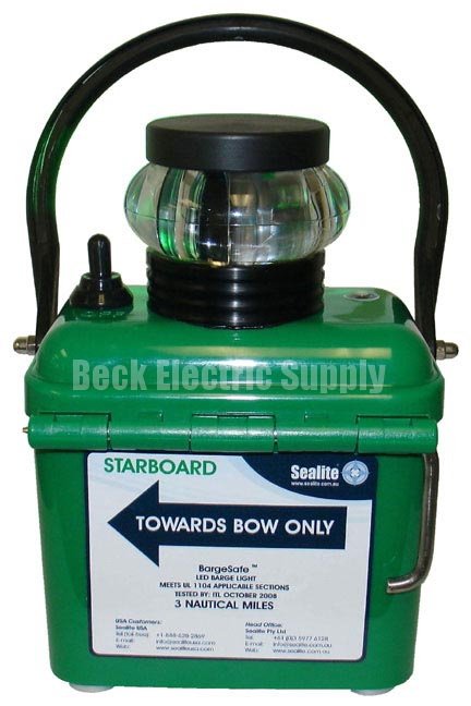 BARGE LIGHT LED GREEN STARBOARD 3NM SEALITE BLG-3, SL-BLG-3, SL-BL-3-B0-G-01
