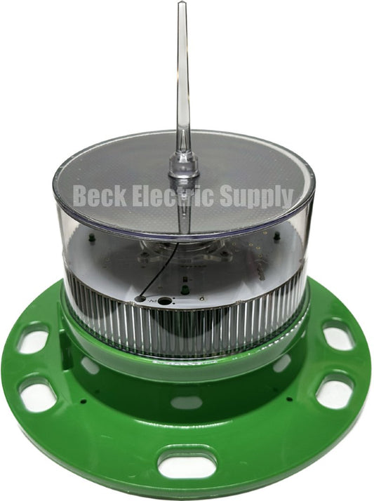 SOLAR LED MARINE LIGHT / HAZARD MARKER LIGHT GREEN 2-3NM SEALITE (WIDE BASE UNIT), SL-60LB-G, SL60 GREEN, SL-60-G