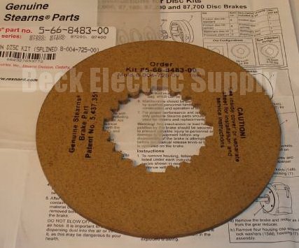 87 SERIES FRICTION DISC, STEARNS 5-66-8483-00